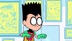 Robin with Bart's hairstyle in Teen Titans Go!.png