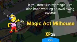 Tapped Out Magic Act Milhouse Unlock.png