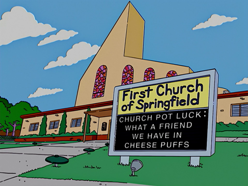 First Church of Springfield marquee - Wikisimpsons, the Simpsons Wiki