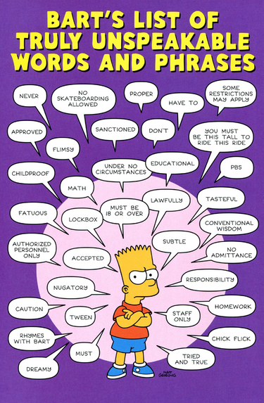 Bart #39 s List of Truly Unspeakable Words and Phrases Wikisimpsons the