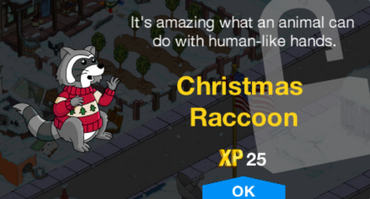 Tapped Out Christmas Raccoon New Character.png