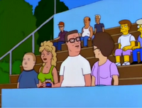 Hank Hill (third from right) in his brief appearance in "Bart Star".