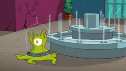 The Simpsons Game-Whiz in the fountain.gif