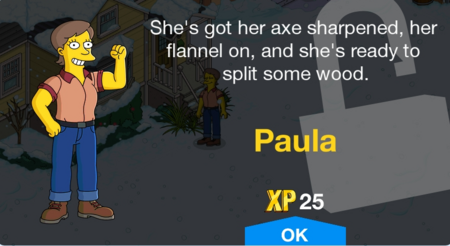 She's got her axe sharpened, her flannel on, and she's ready to split some wood.