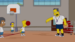 Coach Krupt throws the ball at Bart